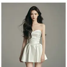 魅力的なビスチェサテンドレス【エレガント・夏用・特別な日向け】