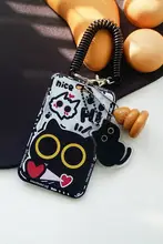 ICカードケース 定期入れ 黒猫モチーフ 可愛い オリジナル コンパクト 通勤 通学 社員証 IDケース 「HiYOUNG」