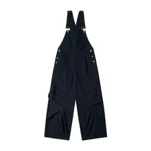 ヴィンテージ風ウォッシュ加工の多ポケットサロペットパンツ【ユニセックス・ストレート・ルーズフィット】（セットアップ対応）