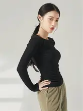 モダール製 ラウンドネック長袖レディースダンスウェア【中国舞・クラシックダンス・練習用】