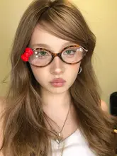 レトロ風 バタフライデザインのハーフフレームメガネ【鼈甲風・レッド・女性用】