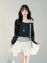 斜め肩デザインのスウェットシャツ【女性用・露肩・フィット感・春季向け】
