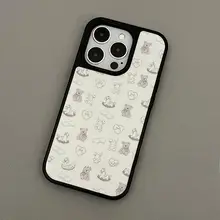 かわいいクマデザインのアクリル製スマートフォンケース【ブラックエッジ・iPhone用・防摔対応】
