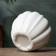 モダンなホワイト陶器カボチャ形花瓶【インテリアアクセサリー・リビング用】
