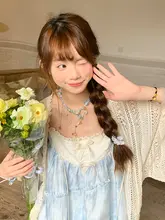 リゾート感溢れるブルーの三点セットアップ【秋にぴったり・オシャレな塩系コーデ】（セットアップ対応）