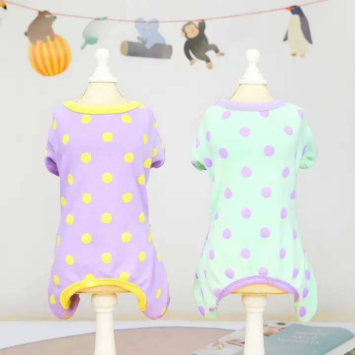 ペット用ドット柄四足ルームウエア【春夏・猫用・犬用】