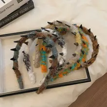 防滑デザインのカラフルな羊羔毛ヘアバンド【高いトップ・秋冬用・外出に最適】