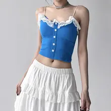 クラインブルーのスリップレース付きブラタンクトップ【夏用・女性用・軽やかで快適】