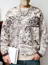 アートデザインのラウンドネックニット【秋冬用・男性用・双面提花】