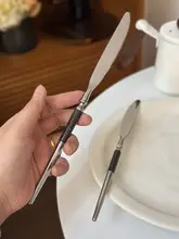 高級不锈鋼製 牛肉用ナイフ【長柄・レトロ欧風デザイン】