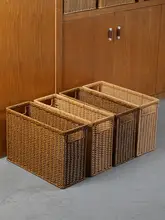 Kens プラスチック製ラタン風収納バスケット【大サイズ・フィットネス用・ヨガマット収納可】