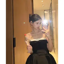 華やかな印象のプリンセス風ドレス【バタフライリボン・オフショルダー・パフスリーブ】