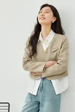 エレガントな通勤カーディガン【Vネック・ゆったりシルエット・小西服】