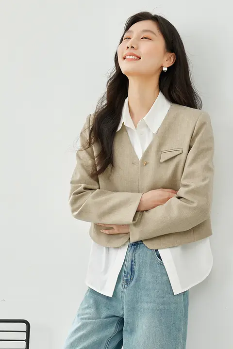 エレガントな通勤カーディガン【Vネック・ゆったりシルエット・小西服】