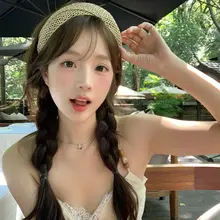 バカンススタイルのクロス編み広幅ヘアバンド【通気性とリゾート感】