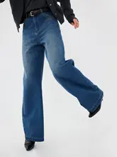 フィットのデニムパンツ【ウォッシュ加工・カジュアル・ハイウエスト】（セットアップ対応）