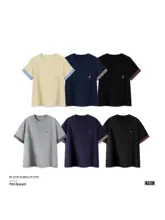 カップル用 Tシャツ【刺繍付き・格子柄・重厚感のある半袖・ラウンドネック】