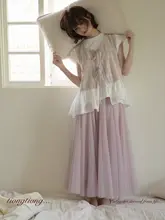 大きなフレアデザインの網状スカート【レトロ・夏用・Aライン・ゆったりフィット】