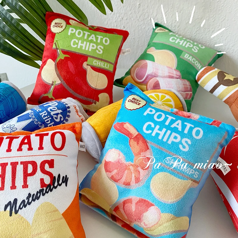 ペット用サウンド付きおもちゃポテトチ  ップス：耐噛みと毛並みケアが実証された実用性を解説