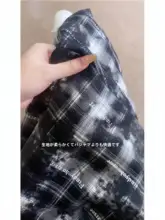 自然な質感のアメリカンチェック柄スカート【夏用・薄手・ハイウエスト・不規則Aライン】