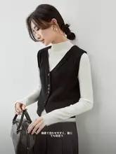 抗起球素材のニットベスト【Vネック・短丈・重ね着対応】