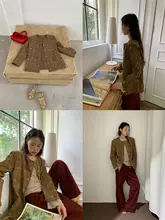 dorydory ラウンドネック ビーズ刺繍入り ゼラニウムカラージャケット【エレガント・カジュアル】