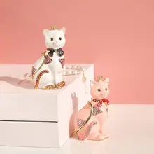 猫デザインのジュエリーボックス【日式・メタリック・クラウン付き】