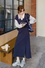 深青色のポロ襟デザイン女用スウェットシャツ【カジュアル・春秋用・細見え】（セットアップ対応）