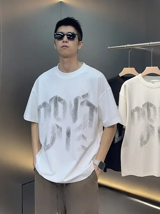 クラックプリントの半袖Tシャツ【メンズ・ゆったり型・カジュアルデザイン】（セットアップ対応）