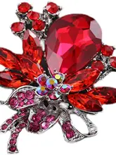 ルビー花デザインブローチ【高級感ある中国宮廷スタイル・スーツアクセサリー】