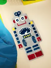ロボットデザインの子供用寝室マット【防滑・ベッドサイド用・タフティング】