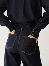 SOTHEMOS 高腰ワイドレッグデニムパンツ【TR素材・アンティーク風・5色展開】