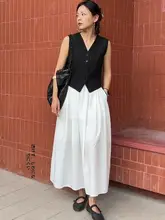 夏用 白色中長丈傘型スカート【シンプル・梨型体型カバー・フィット】