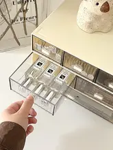 シンプルなデスクトップ収納ボックス【引き出し式・アクリル製・透明・化粧品整理用】