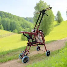 折りたたみ式4輪老年用買い物カート【座れる・便利な手押し車・ショッピング用】