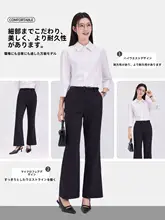 ブラックパンツ【女性用・ビジネスカジュアル・スリムフィット・フレアデザイン】