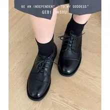 真皮製 ラウンドトゥローファーシューズ【レディース・ロンドン風・通勤用・レトロデザイン・スリップオン】