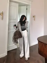 垂れ感のあるコーデュロイカジュアルパンツ【女性用・ハイウエスト・ストレートシルエット】