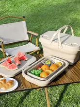 アウトドア用折りたたみ収納ボックス【ピクニック用・キャンプ用・収納バスケット】