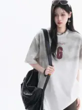 ストリートスタイルのレトロな染色プリントラウンドネックTシャツ【ユニセックス・ショートスリーブ】