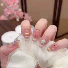 春夏用フレンチスタイルの猫眼デザイン爪飾り【手作り・立体的なデザイン】