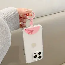 中国風ファン型スマホストラップクリップ【回転式・固定用パッド付き・充電に影響なし】