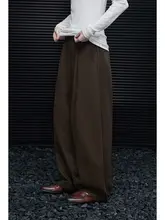深いコーヒー色のワイドパンツ【デザイン・レトロスタイル・女性用】