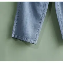 夏用 Tencel ストレートデニムパンツ【ウエストゴム・ポケット付き・9分丈・フィット】