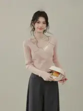 ピンクの長袖ニットセーター【女性用・秋冬・絶妙なフィット感】