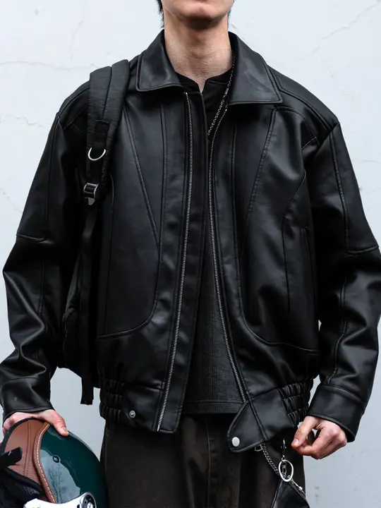 ライダースジャケット メンズ 型押しレザー デコンストラクション ボックスシルエット 短丈 アメカジ ヴィンテージ 上品 バイカー トレンド