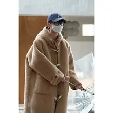 ウール混合テディベアファーコート【中長丈・ダッフルボタン】