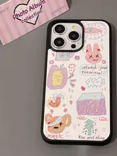 iPhone用可愛いウサギのドゥードゥルデザインケース【フルカバー・防衝撃・黒フレーム】（セットアップ  対応）