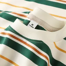 アメリカンカレッジスタイル ストライプ メンズ半袖Tシャツ【クラシック・ゆったりフィット・カジュアル】