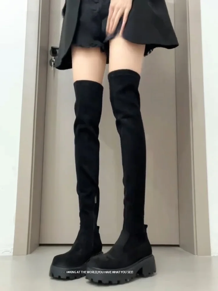 極上の柔らかさの膝上ブーツ【スエード・フィット感・ハイヒール・厚底】